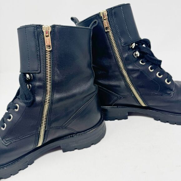 VERSACE COLLECTION | Black & Gold Double Buckle Combat Moto Boots Women’s 37 (7) - Picture 13 of 13